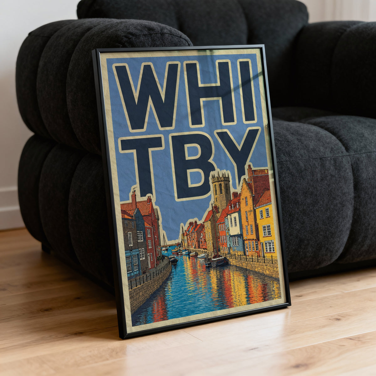 Vintage Whitby Poster, Yorkshire Harbour Wall Art Print
