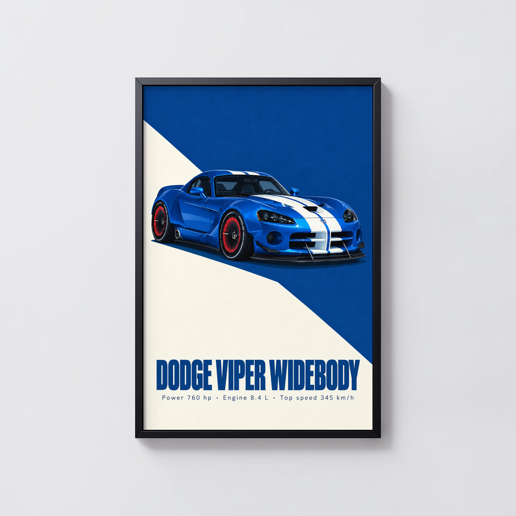Vintage Dodge Viper Widebody Print, Supercar Art