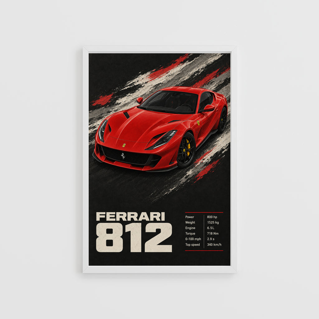 Vintage Ferrari 812 Print, Car Wall Art