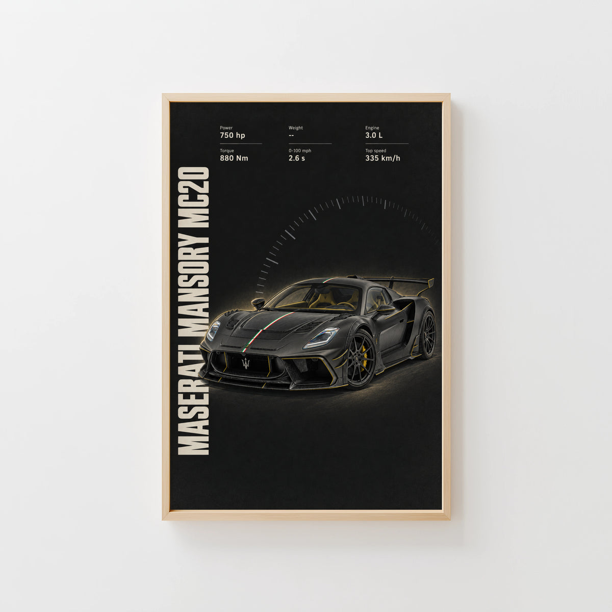 Vintage Maserati MC20 Print, Supercar Wall Art