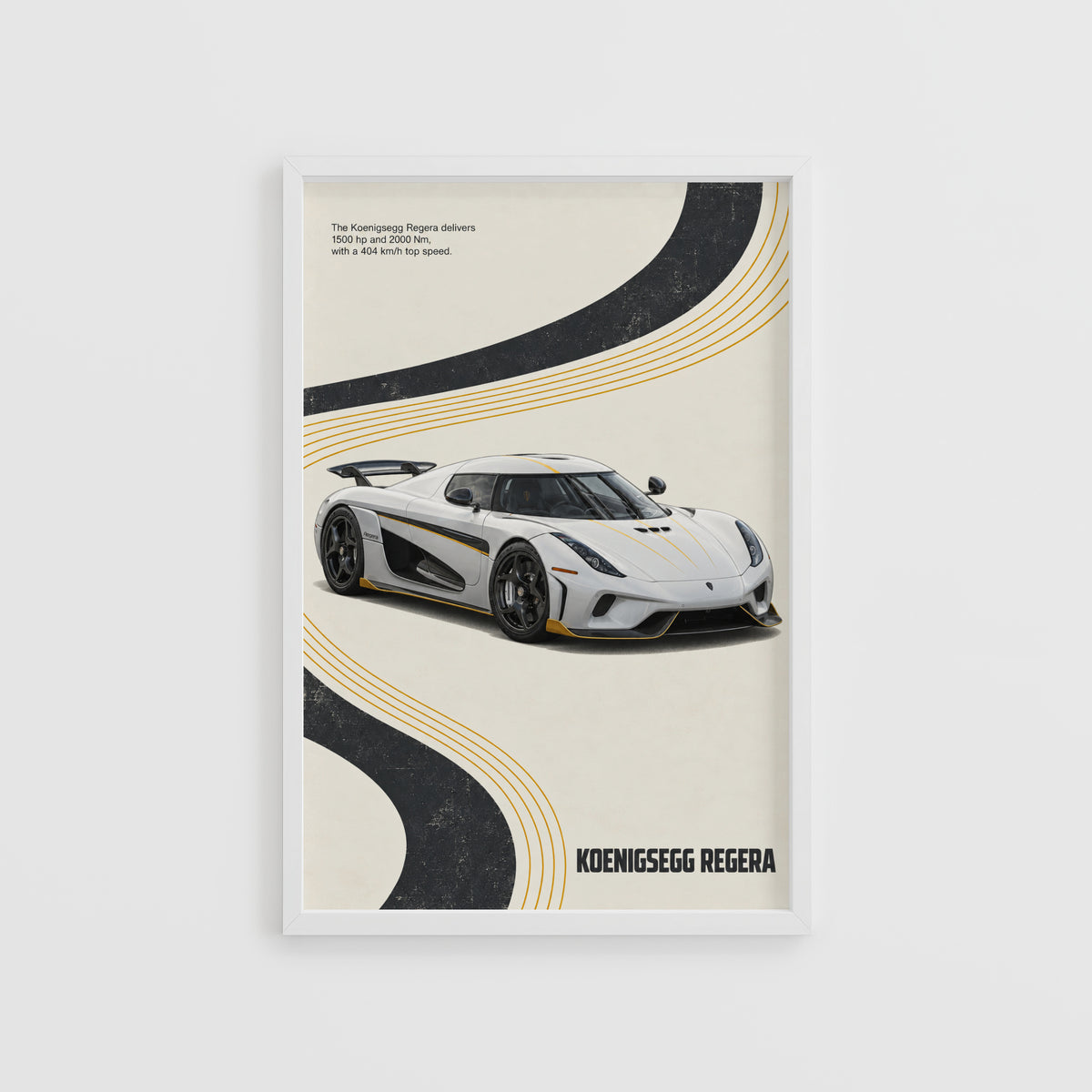 Vintage Koenigsegg Regera Print, Hypercar Wall Art