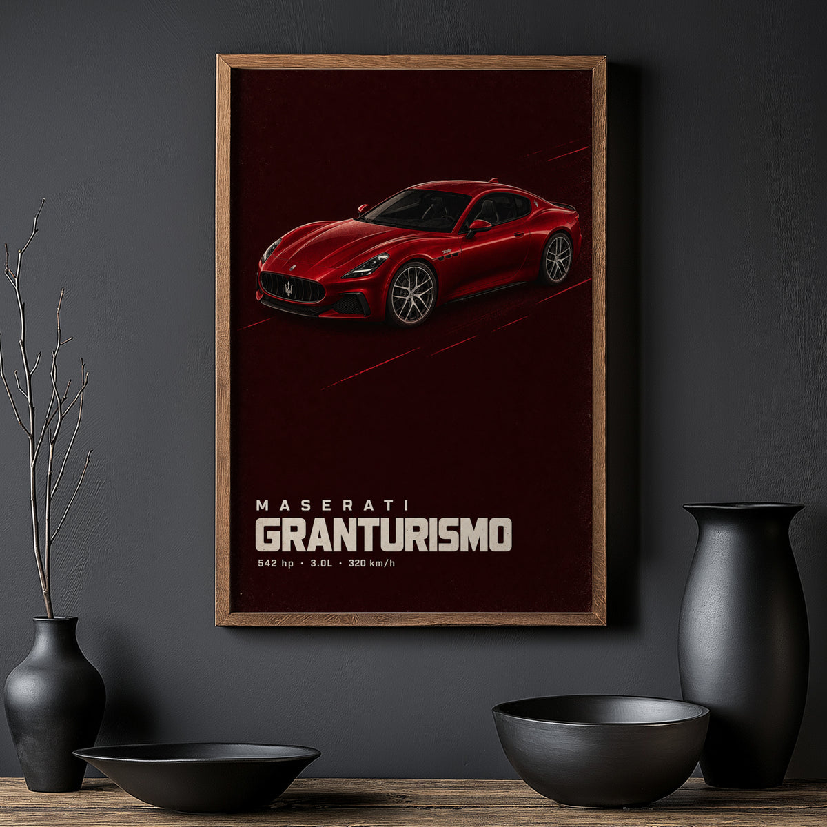 Vintage Maserati GranTurismo Print, Red Car Art