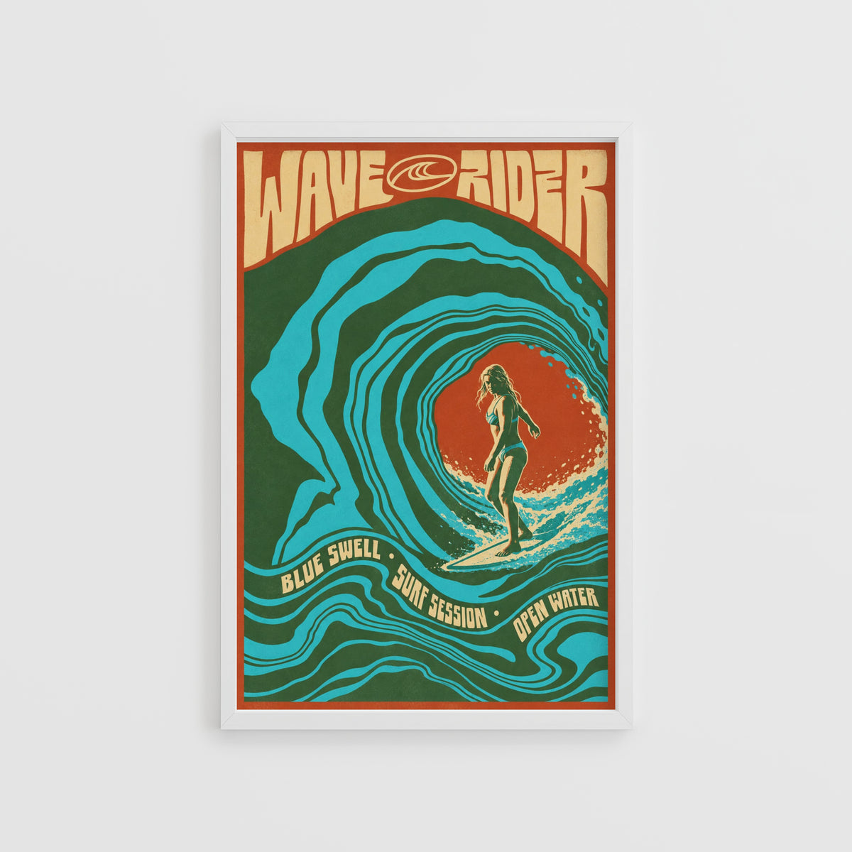 Vintage Wave Rider Surf Print, Retro Surfing Poster