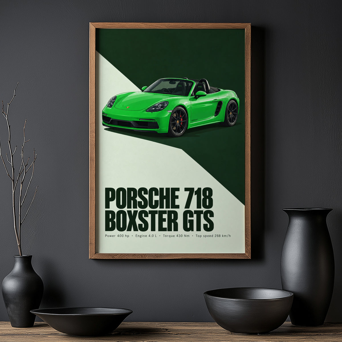 Vintage Porsche 718 Boxster GTS Print, Car Wall Art