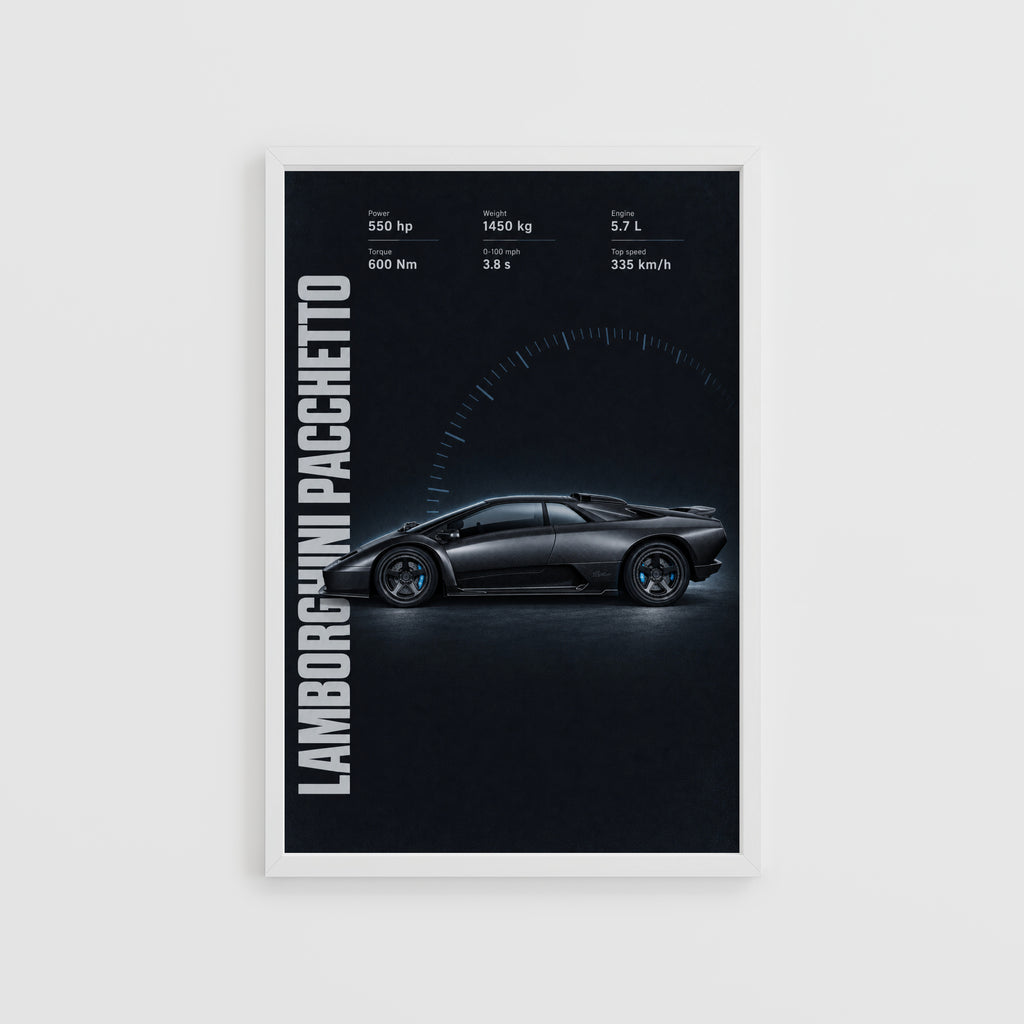 Vintage Lamborghini Print, Supercar Wall Art