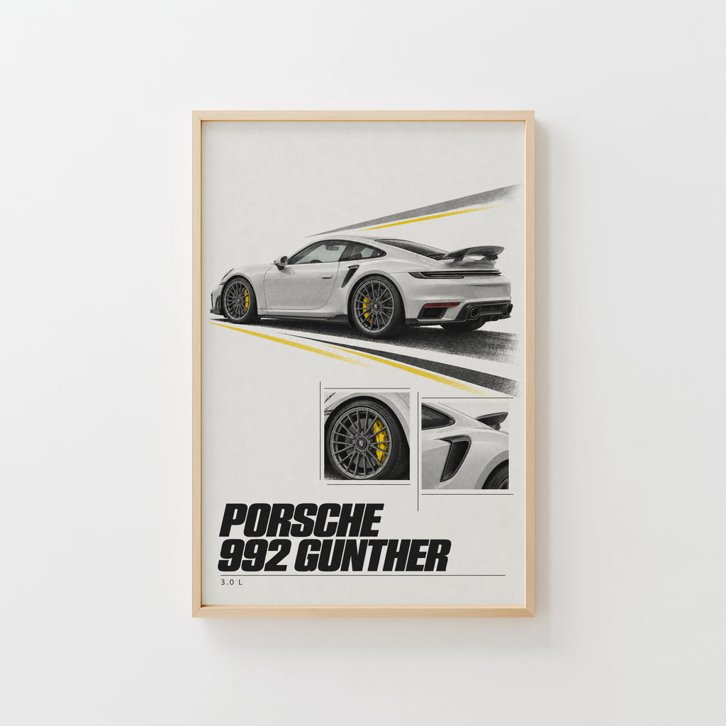Vintage Porsche 992 Print, Car Wall Art