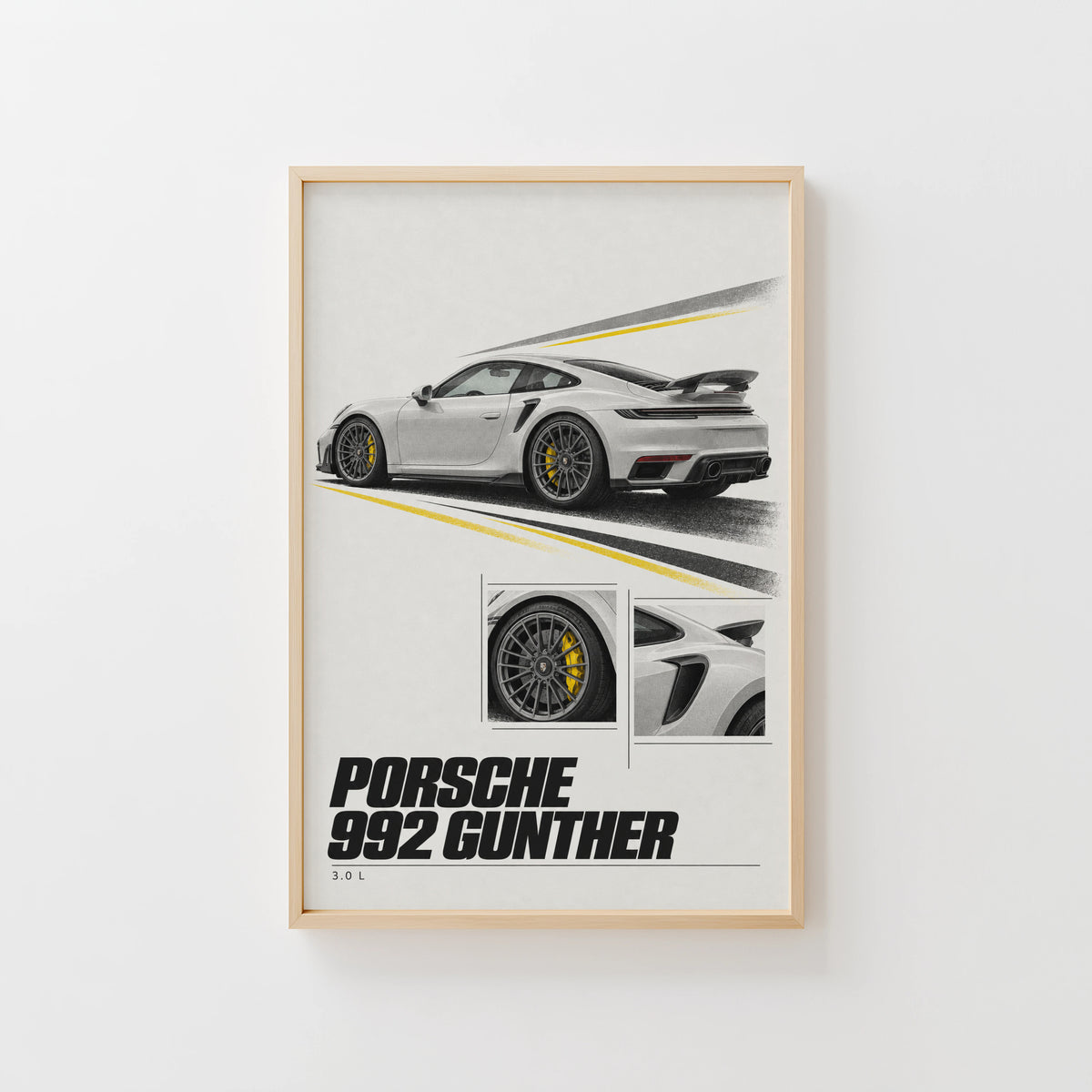 Vintage Porsche 992 Print, Car Wall Art
