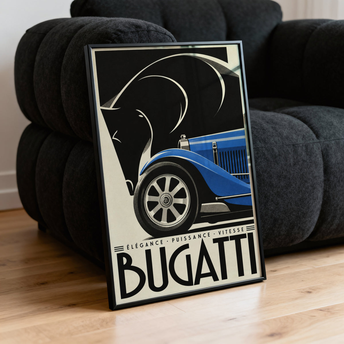 Vintage Bugatti Poster, Art Deco Wall Art, Car Print
