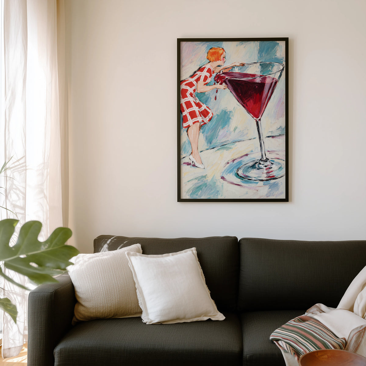 Vintage Wine Print Poster, Retro Cocktail Wall Art