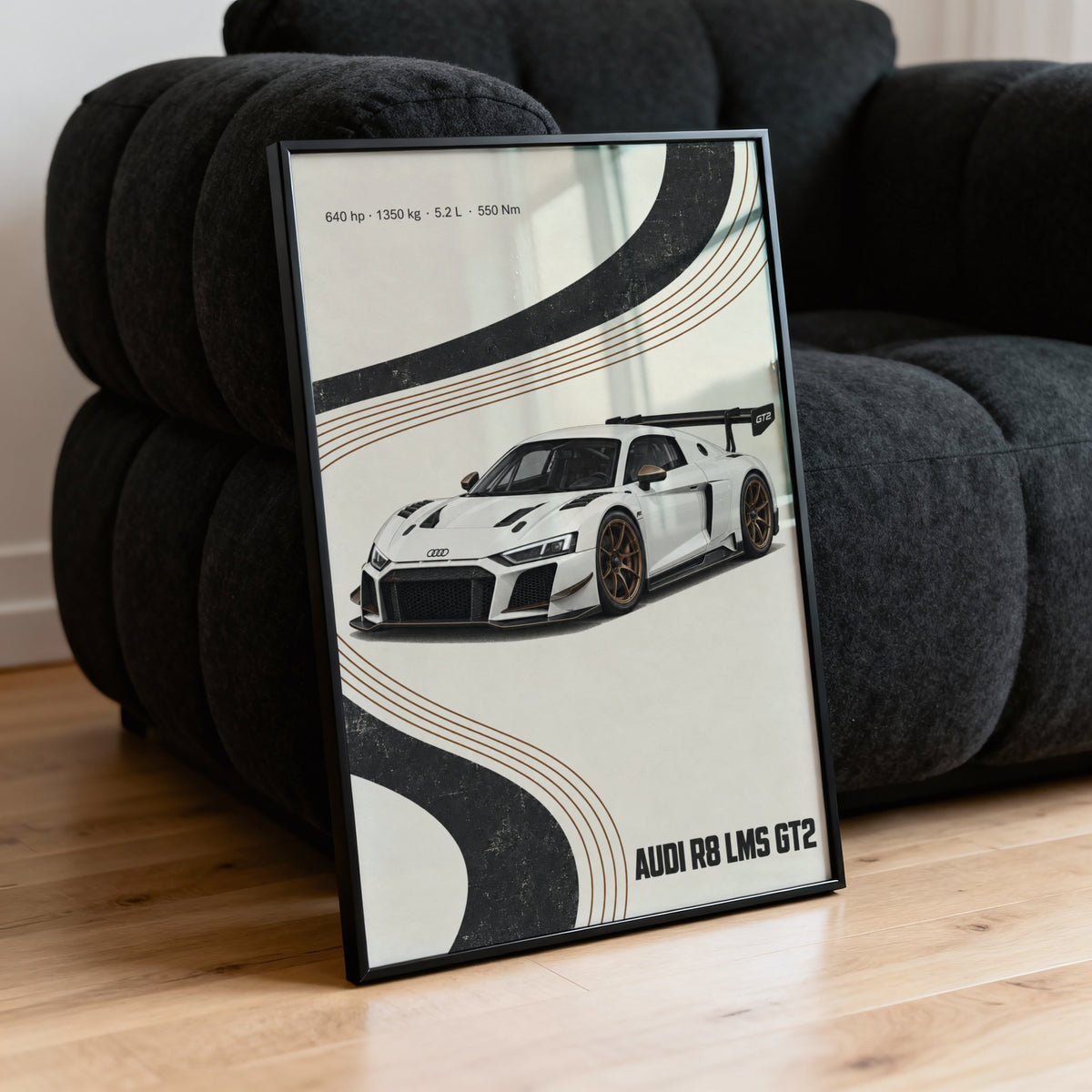 Vintage Audi R8 LMS GT2 Print, Racing Car Wall Art