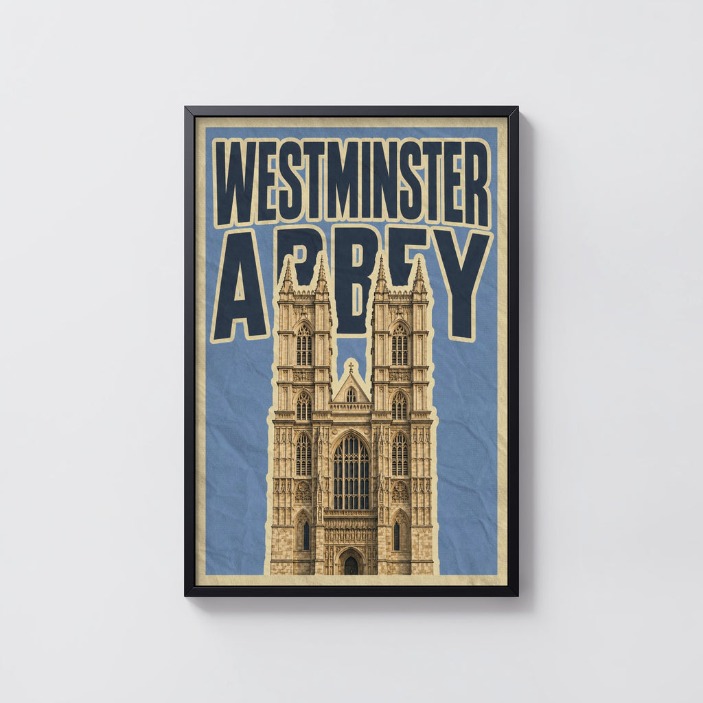 Vintage Westminster Abbey Poster, London Wall Art, Print