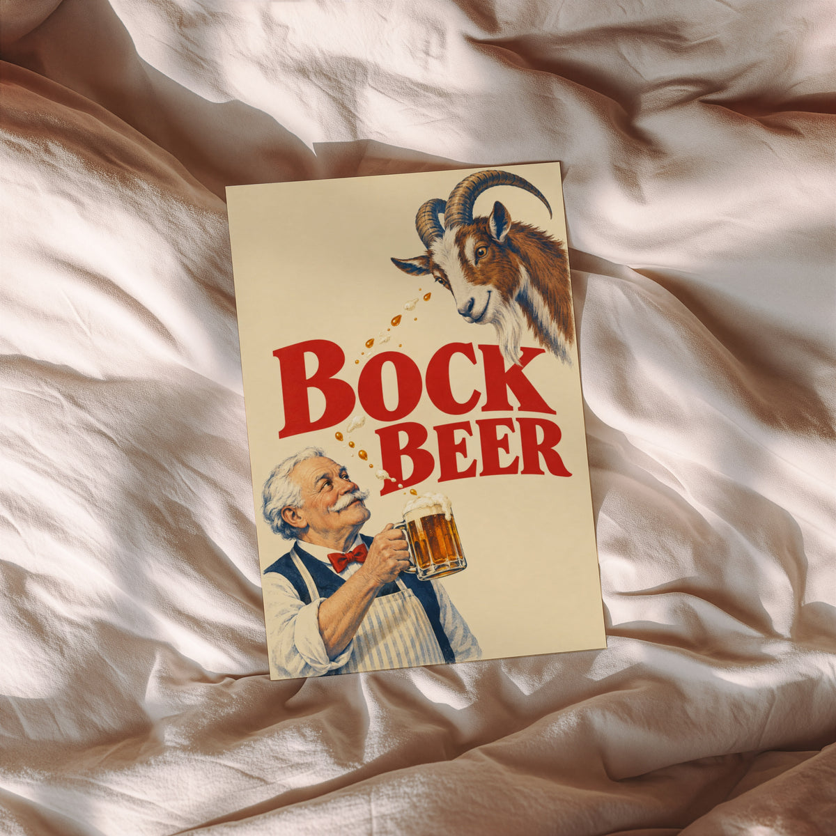 Vintage Bock Beer Print, Goat Poster, Pub Wall Art