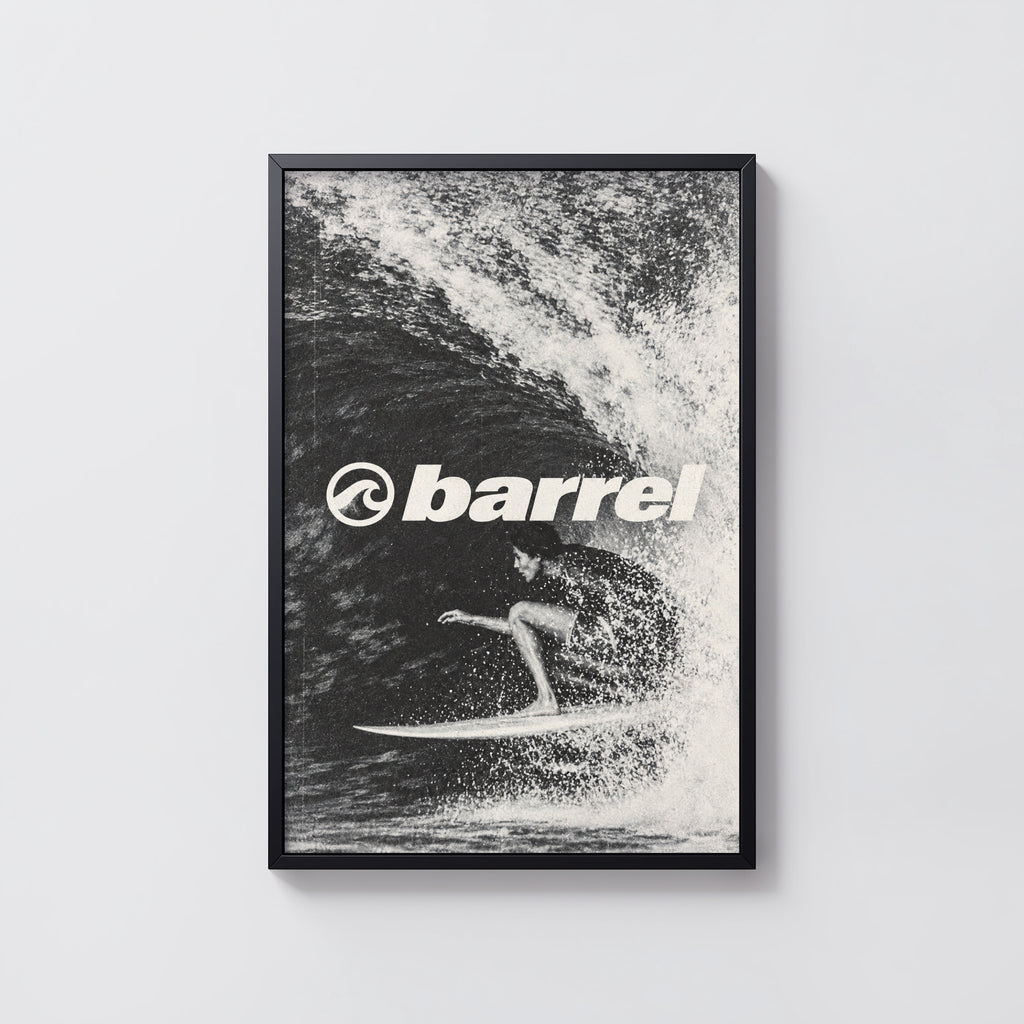 Vintage Barrel Surf Print, Surfer Poster, Wave Wall Art