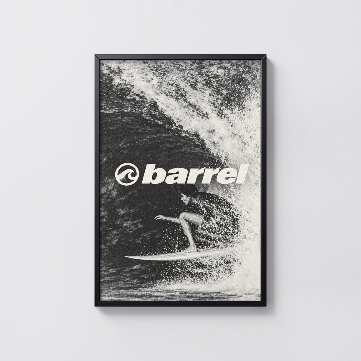 Vintage Barrel Surf Print, Surfer Poster, Wave Wall Art