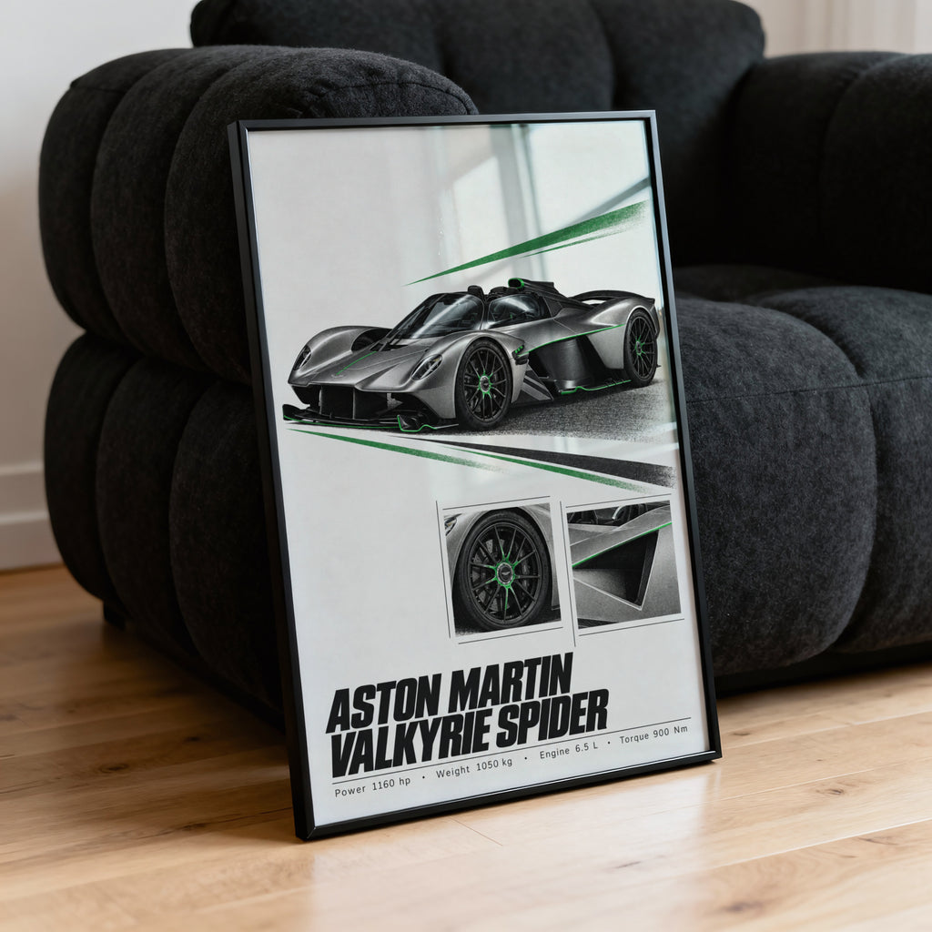 Vintage Aston Martin Valkyrie Spider Print, Hypercar