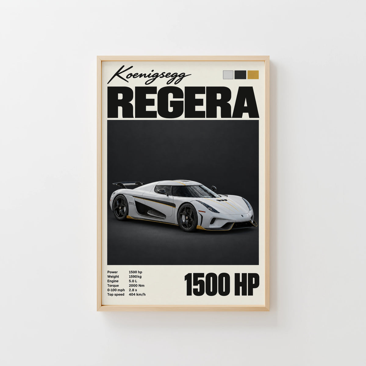 Vintage Koenigsegg Regera Print, Hypercar Wall Art