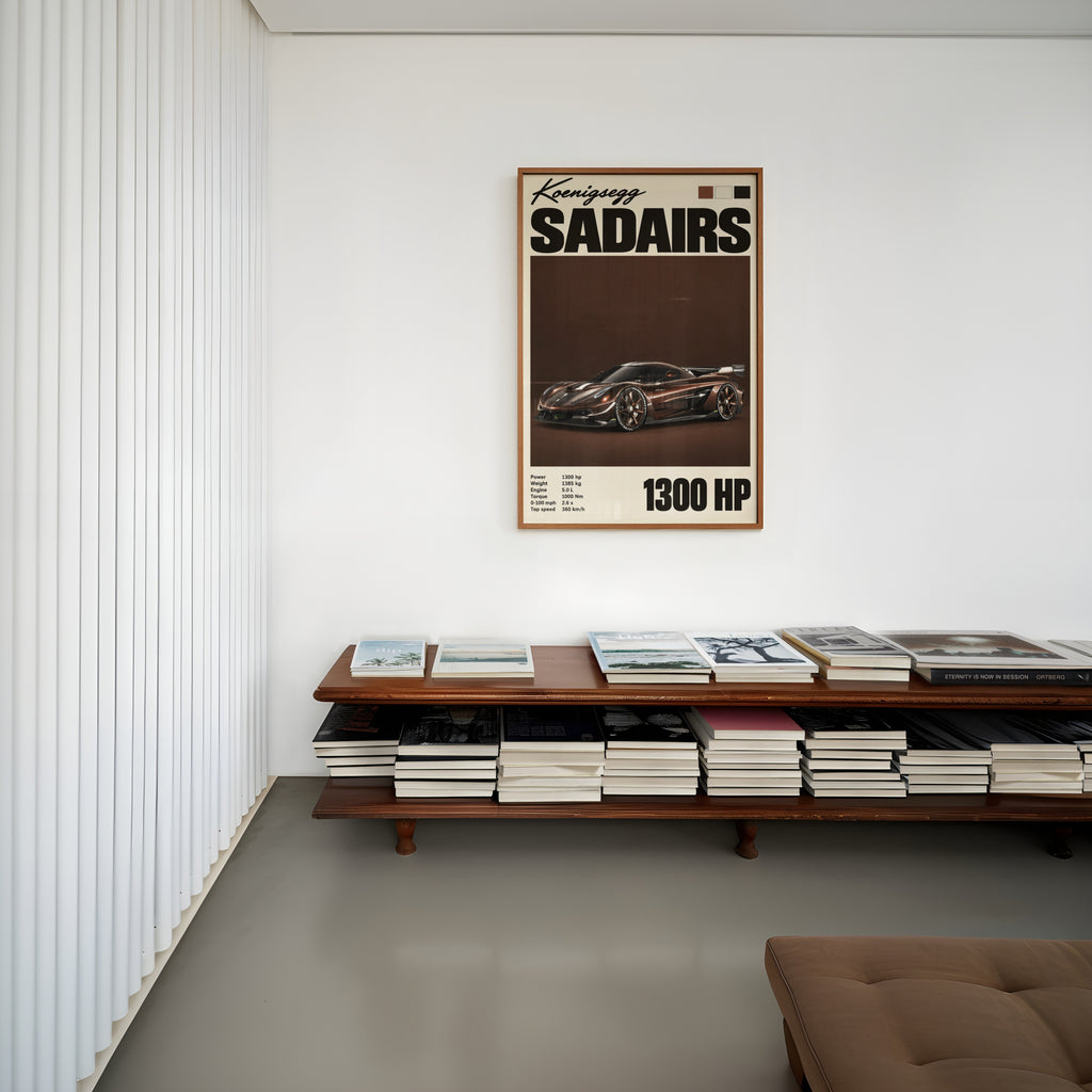 Vintage Koenigsegg Sadairs Print, Hypercar Wall Art