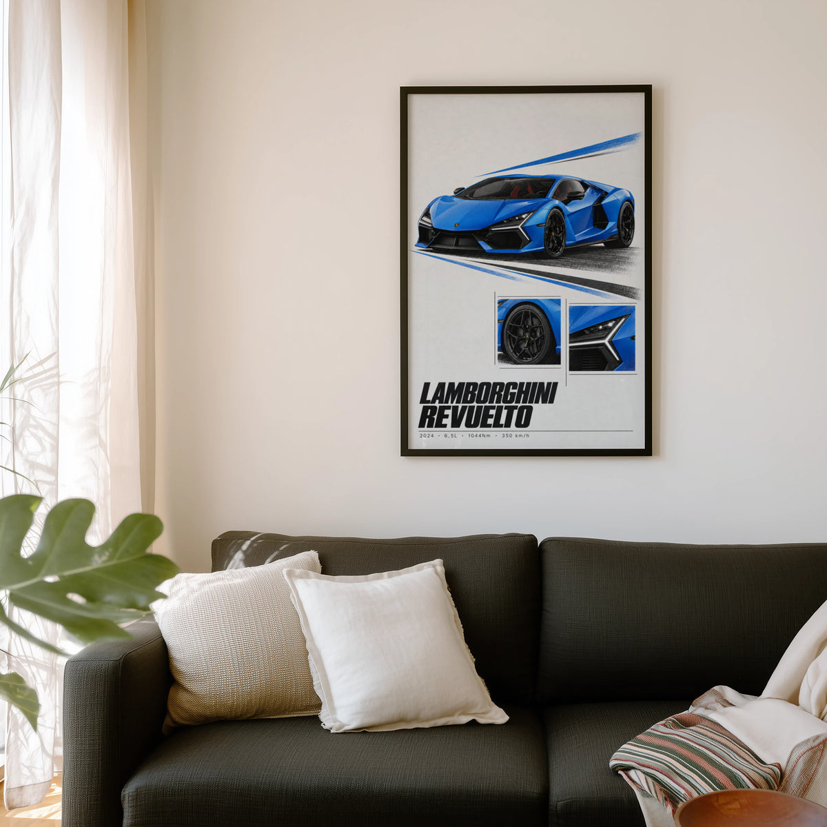 Vintage Lamborghini Revuelto Print, Supercar Art