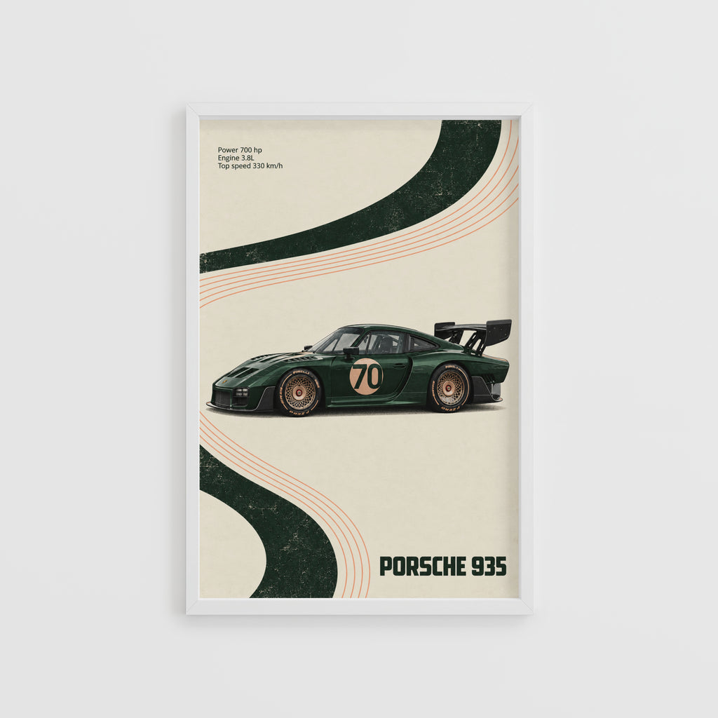 Vintage Porsche 935 Print, Racing Car Wall Art