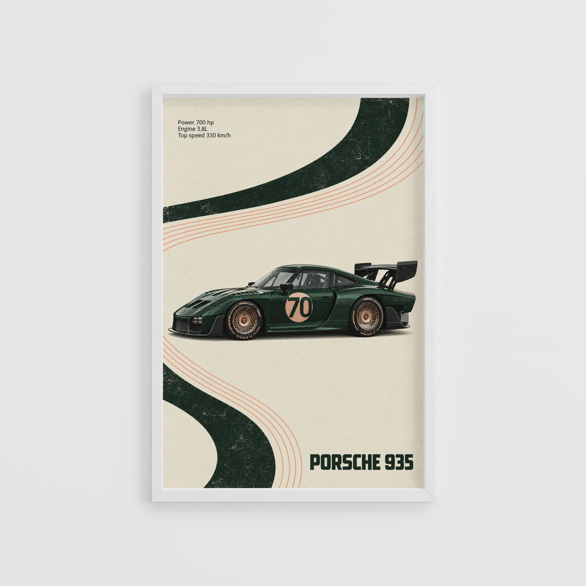 Vintage Porsche 935 Print, Racing Car Wall Art