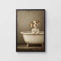 Vintage Dog in Bathtub Print and Poster, Bathroom Wall Art