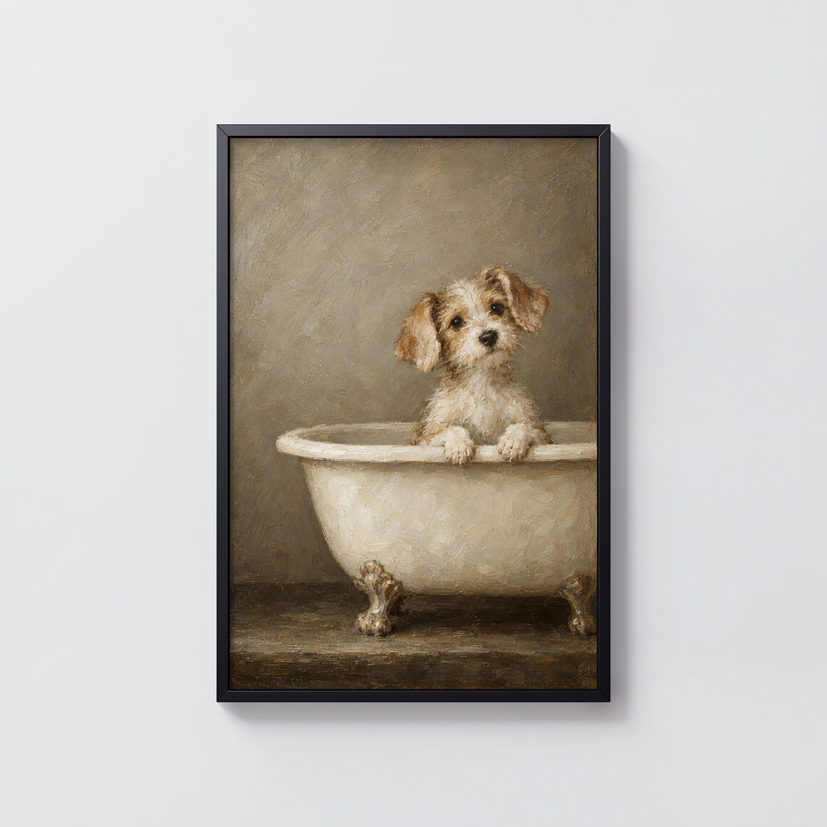 Vintage Dog in Bathtub Print and Poster, Bathroom Wall Art