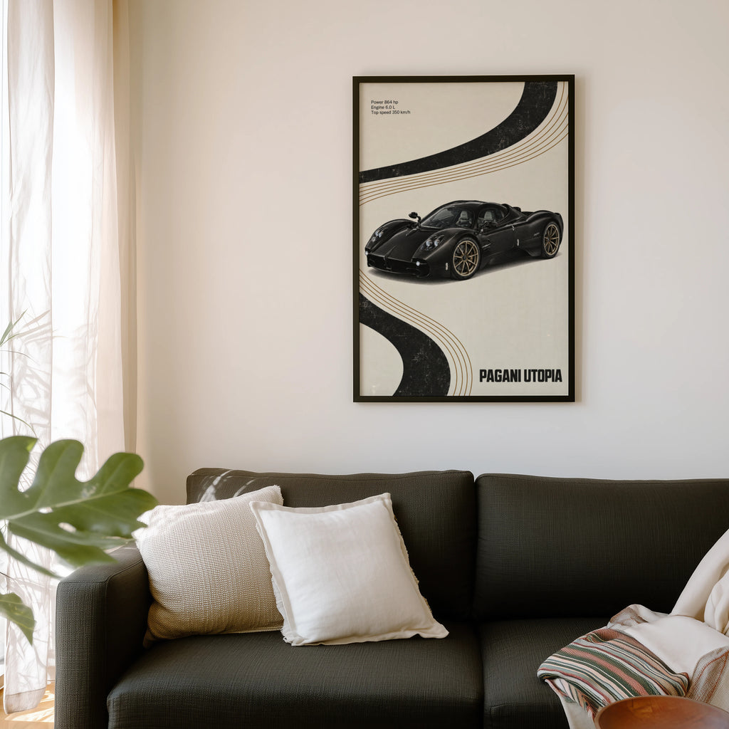 Vintage Pagani Utopia Print, Hypercar Wall Art