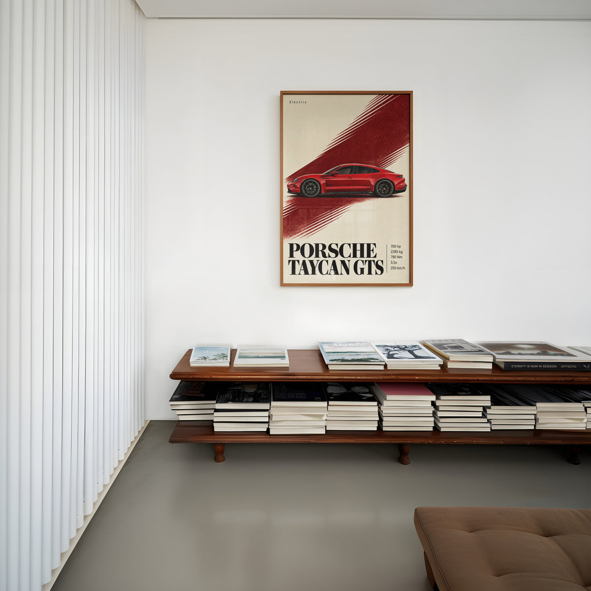 Vintage Porsche Taycan GTS Print, Car Poster, Wall Art