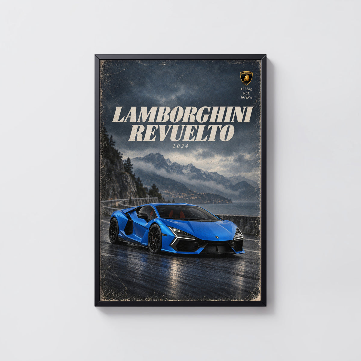 Vintage Lamborghini Revuelto Print, Supercar Art