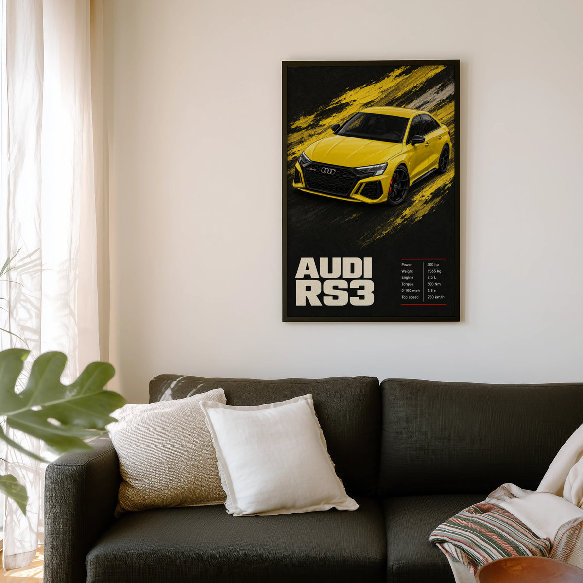 Vintage Audi RS3 Car Print, Garage Wall Art