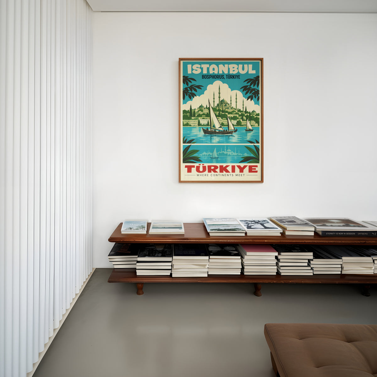 Vintage Istanbul Poster, Bosphorus Travel Print, Turkiye