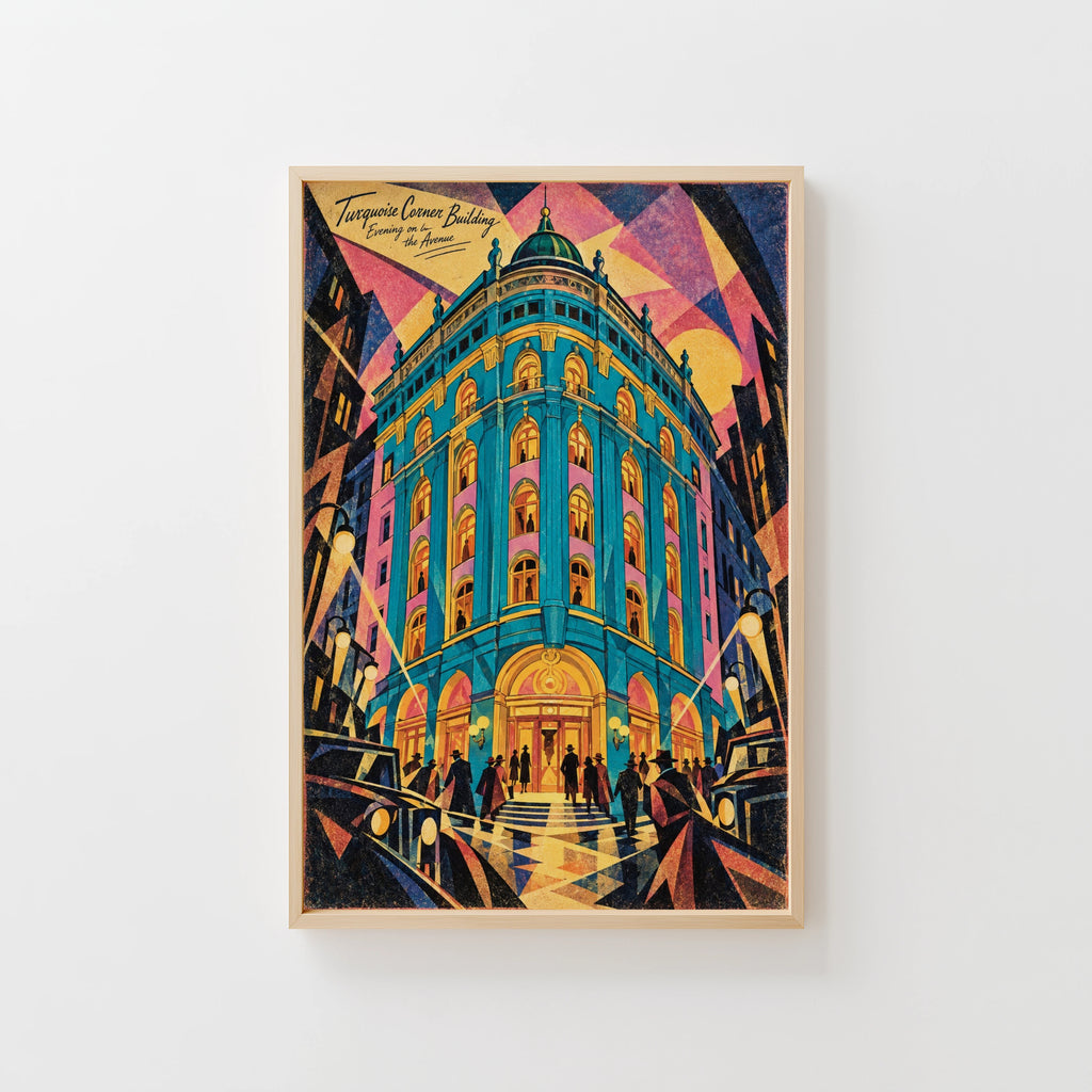 Vintage Art Deco Building Poster, City Wall Art, Print