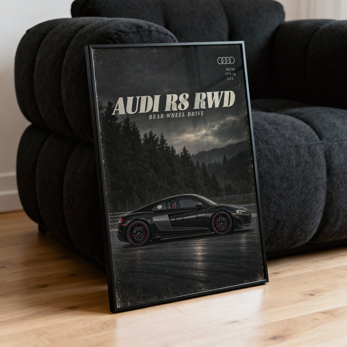 Vintage Audi R8 Print, Supercar Wall Art