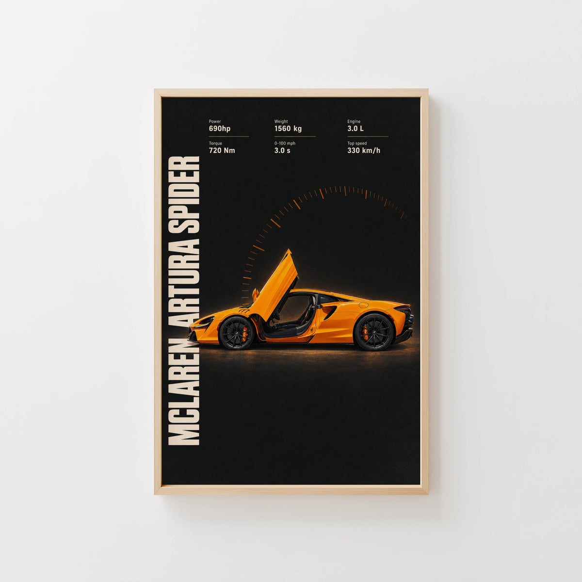Vintage McLaren Artura Spider Print, Car Wall Art
