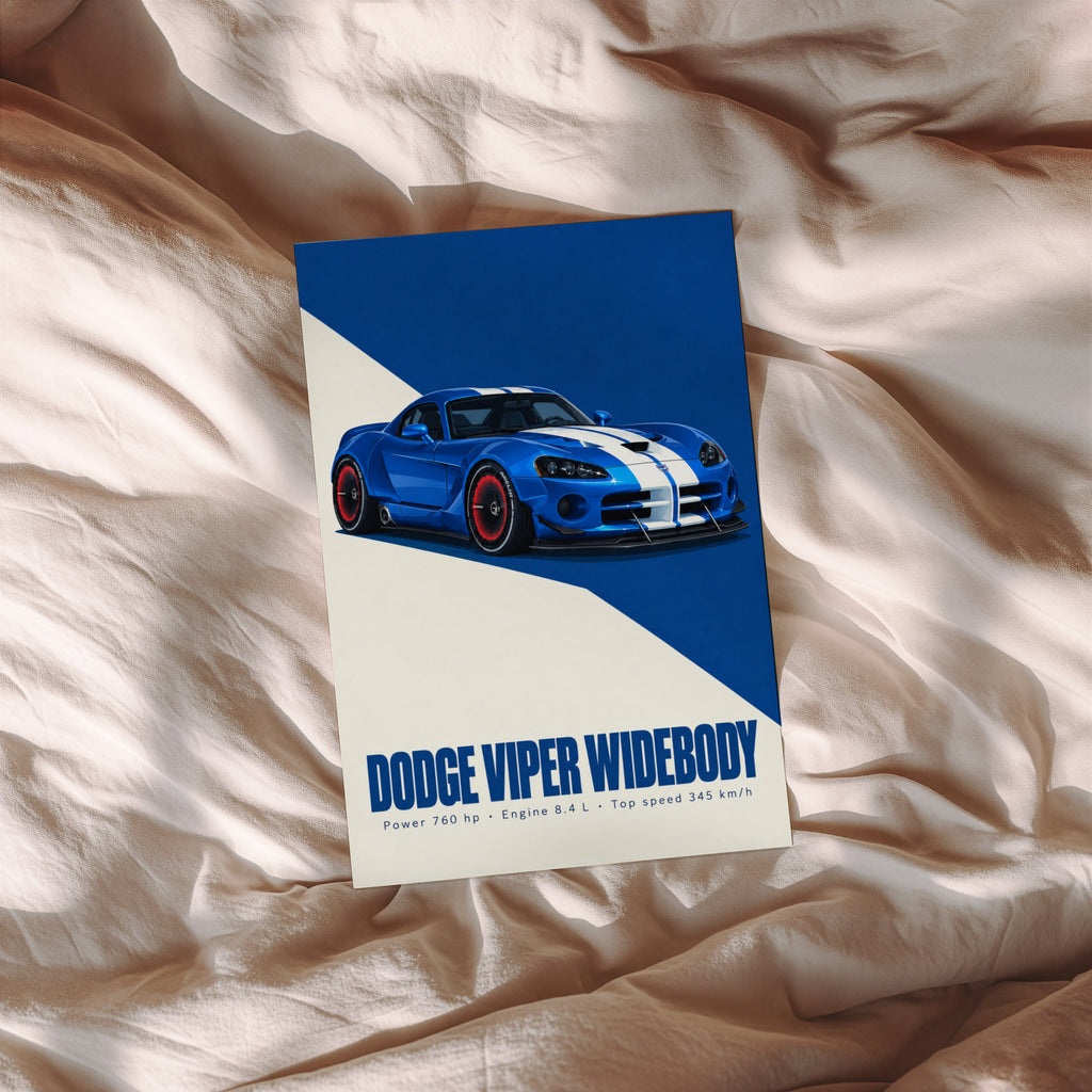 Vintage Dodge Viper Widebody Print, Supercar Art