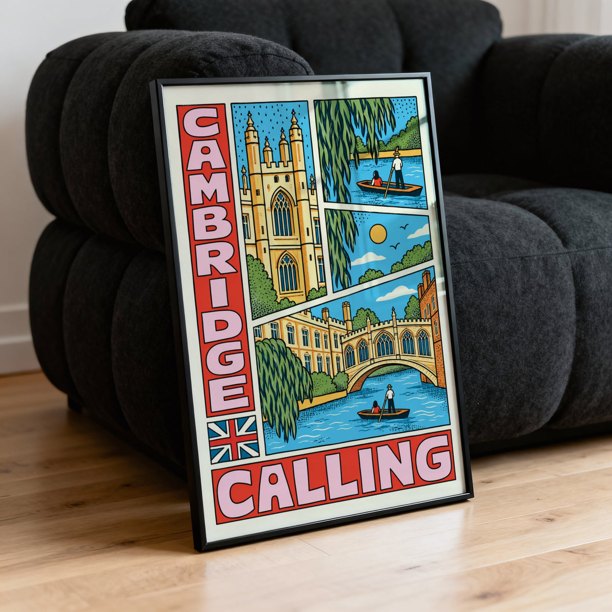 Vintage Cambridge Poster, England Wall Art, Punting Print