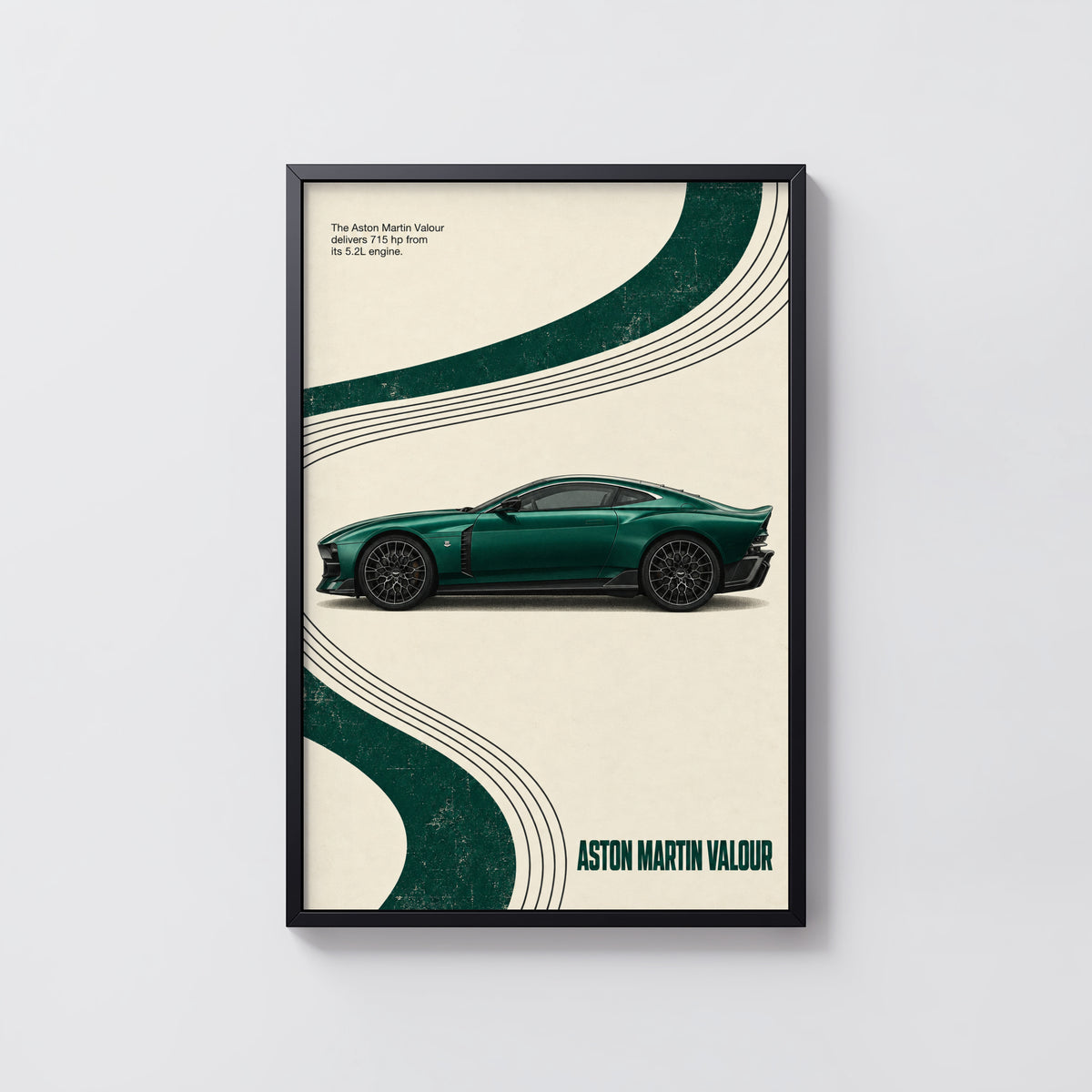 Vintage Aston Martin Valour Print, Green Car Art