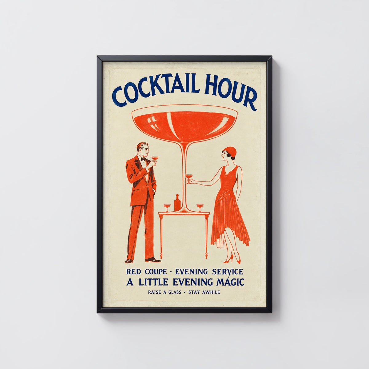 Vintage Cocktail Hour Print Poster, Art Deco Bar Art