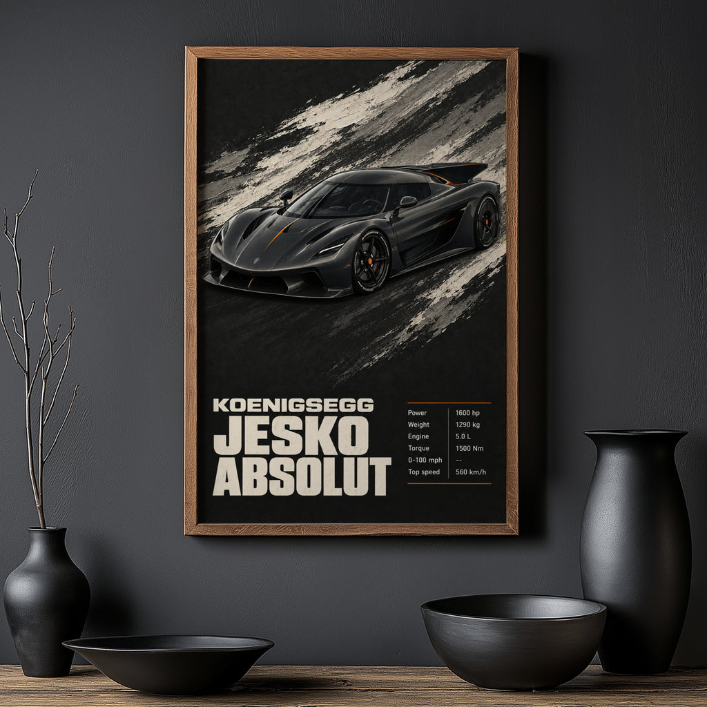 Vintage Koenigsegg Jesko Absolut Print, Car Wall Art