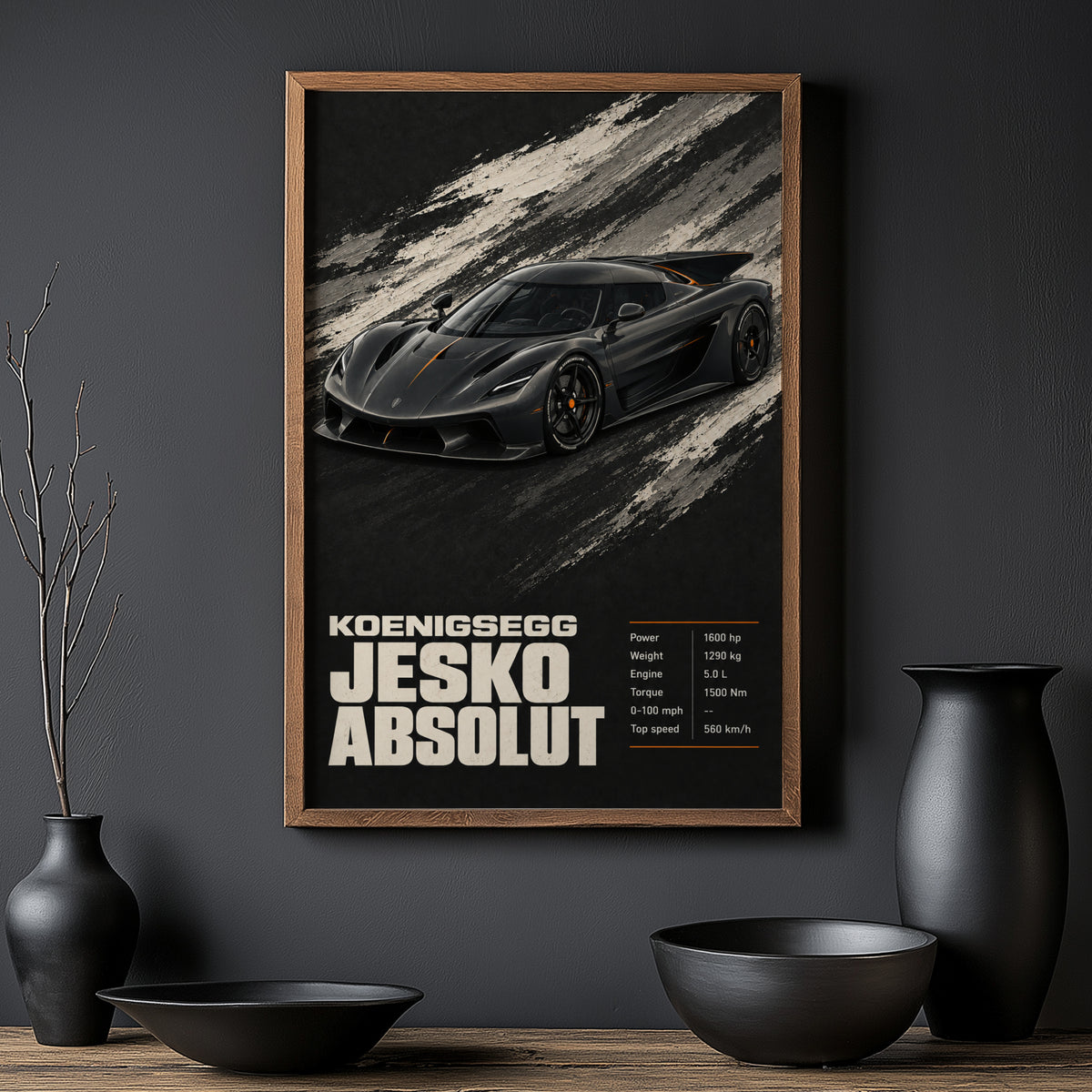 Vintage Koenigsegg Jesko Absolut Print, Car Wall Art