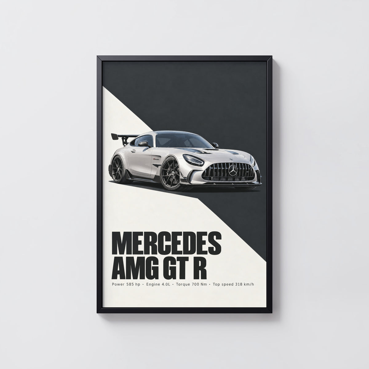 Vintage Mercedes AMG GT R Print, Supercar Wall Art