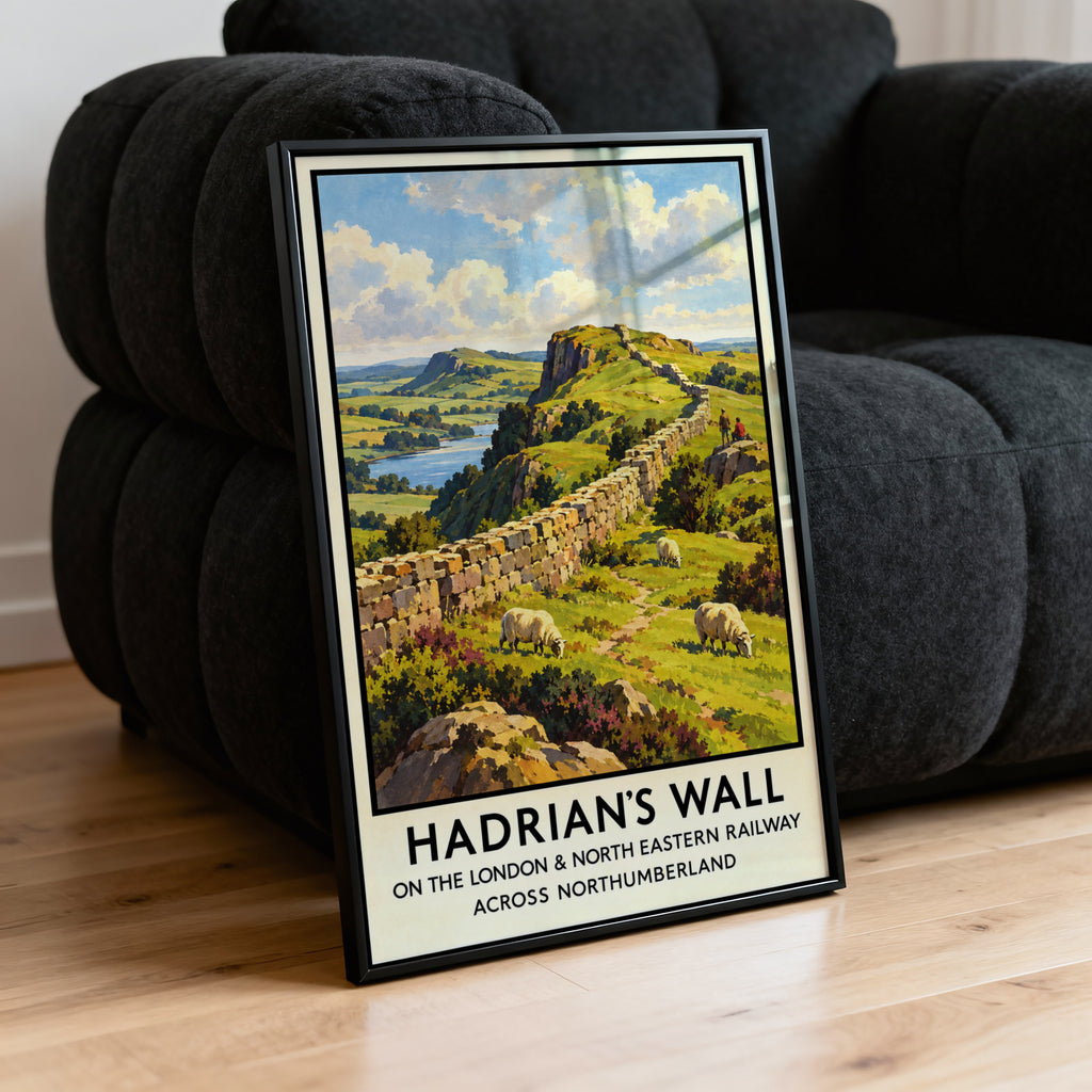 Vintage Hadrian's Wall Print Poster, Northumberland