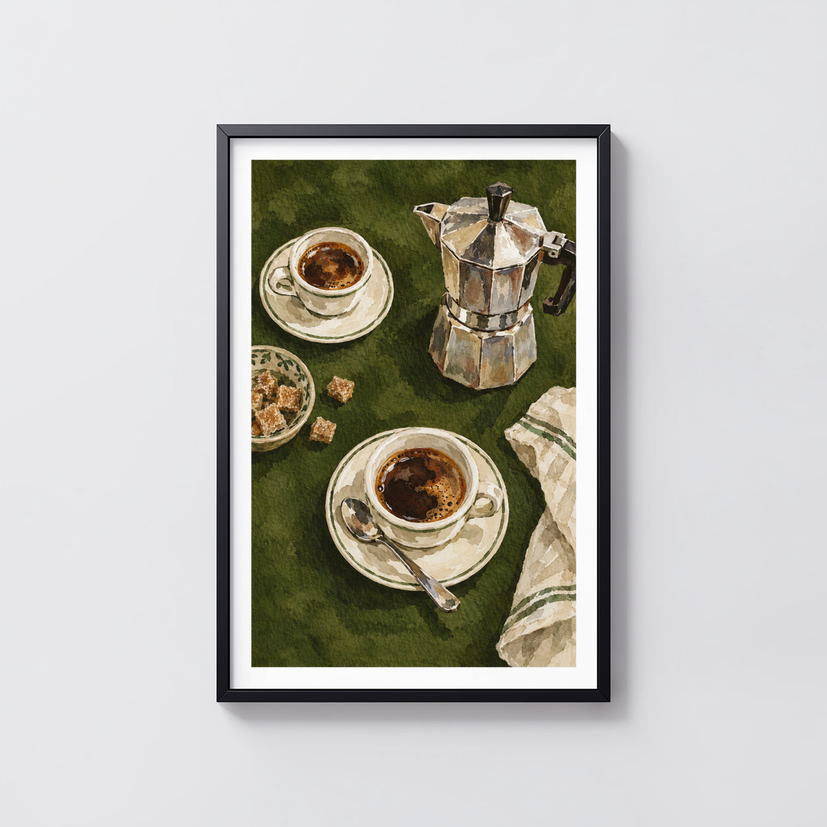 Vintage Coffee Print and Poster, Moka Pot Wall Art