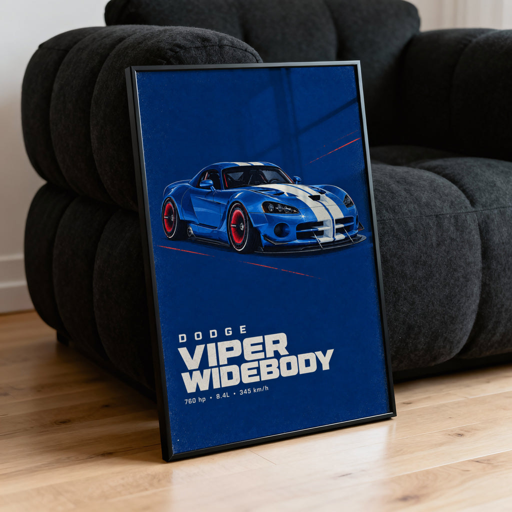 Vintage Dodge Viper Widebody Print, Car Wall Art