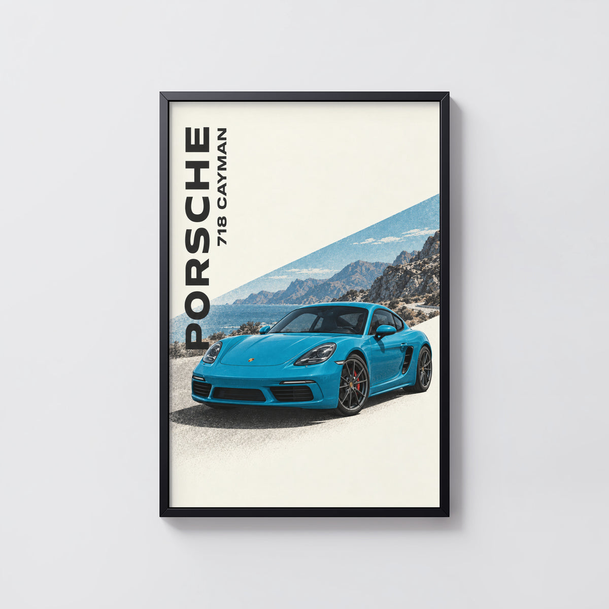 Vintage Print, Porsche 718 Cayman Coastal Wall Art