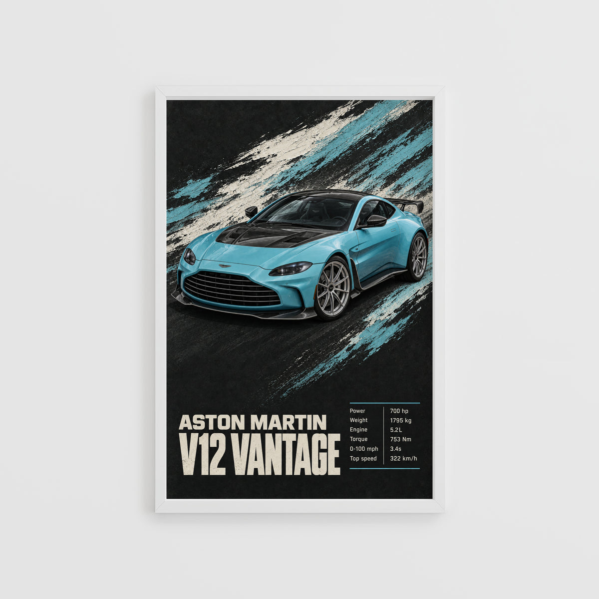 Vintage Aston Martin V12 Vantage Print, Car Wall Art