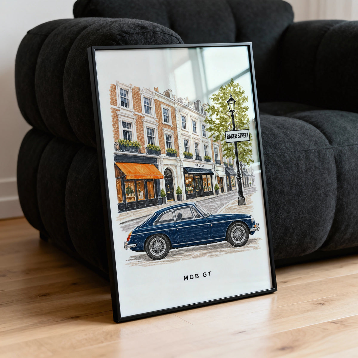 Vintage MGB GT Baker Street London Wall Art Print