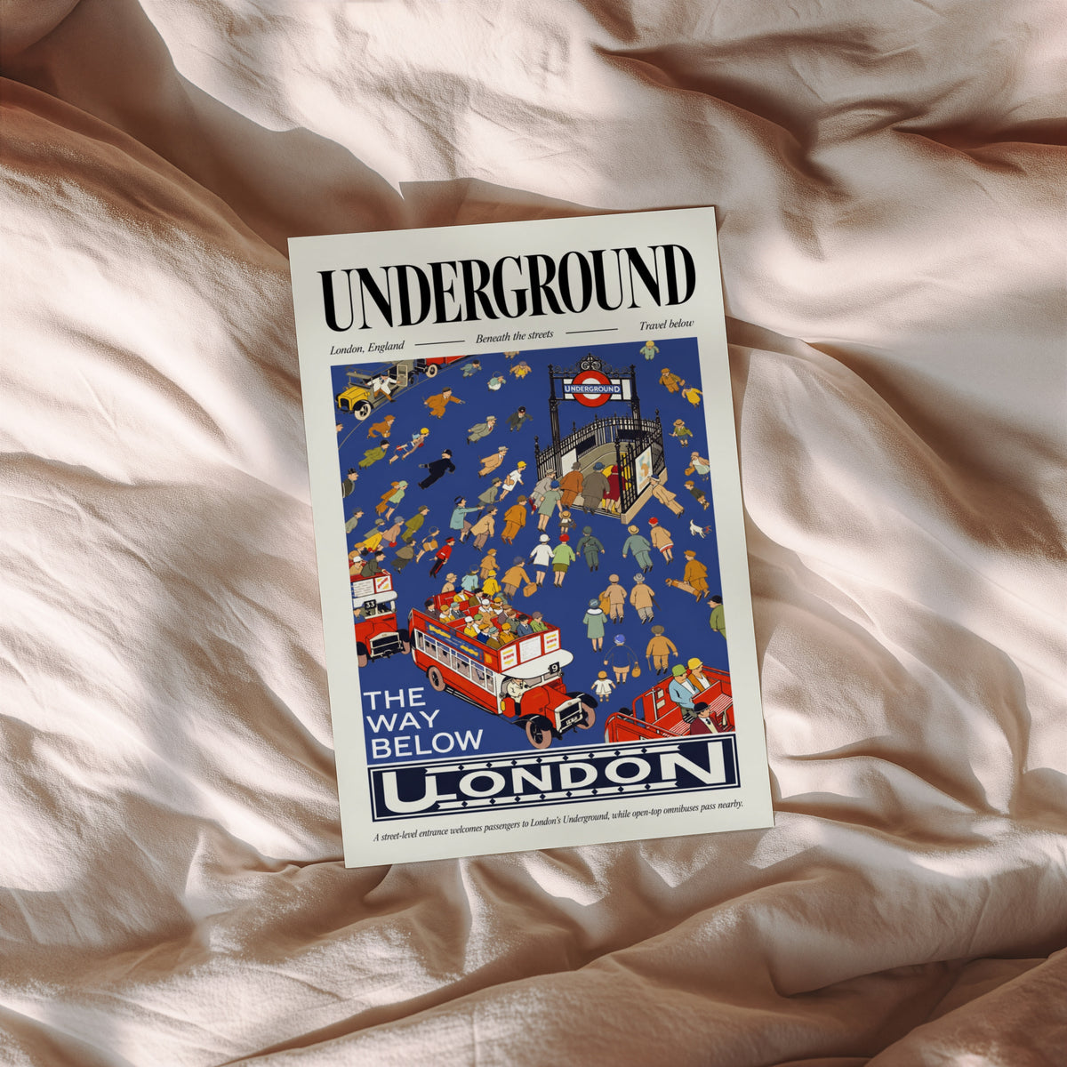 Vintage London Underground Poster, Retro Travel Wall Art