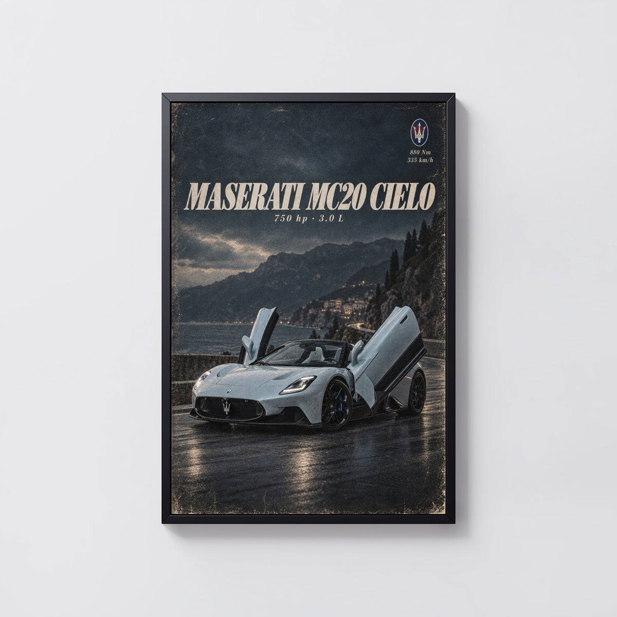 Vintage Maserati MC20 Cielo Print, Supercar Wall Art
