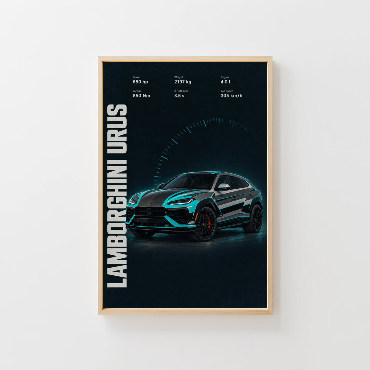 Vintage Lamborghini Urus Print, Supercar Wall Art